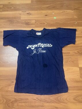 Vintage 70s Montreal Je Taime navy graphic t-shirt